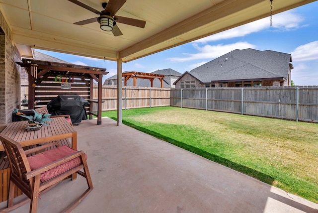 8430 E County Rd 114, Midland, TX 79706 - view of patio featuring grilling area, a pergola, and ceiling fan