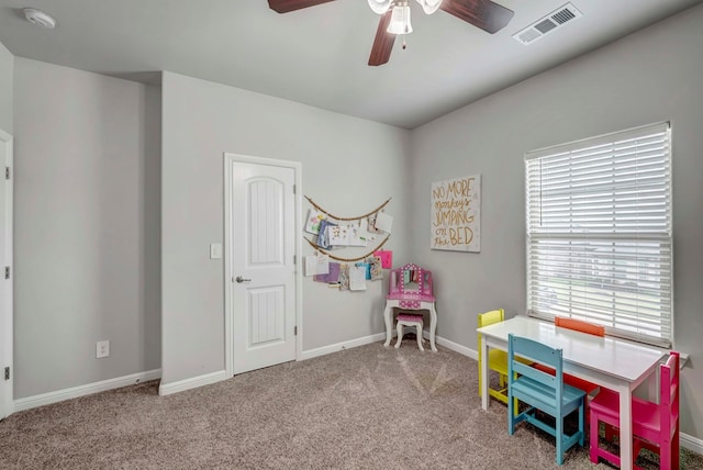 8430 E County Rd 114, Midland, TX 79706 - game room featuring a ceiling fan, carpet, and baseboards