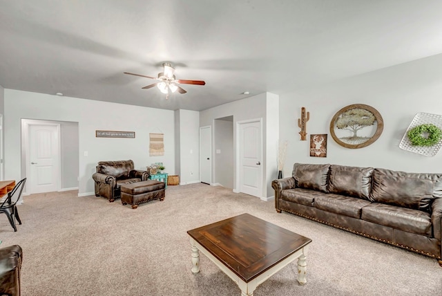 8430 E County Rd 114, Midland, TX 79706 - living area with light colored carpet, ceiling fan, and baseboards