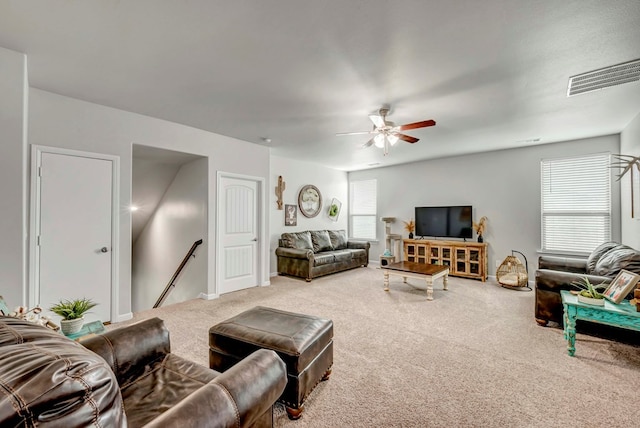 8430 E County Rd 114, Midland, TX 79706 - living area featuring a ceiling fan and carpet flooring