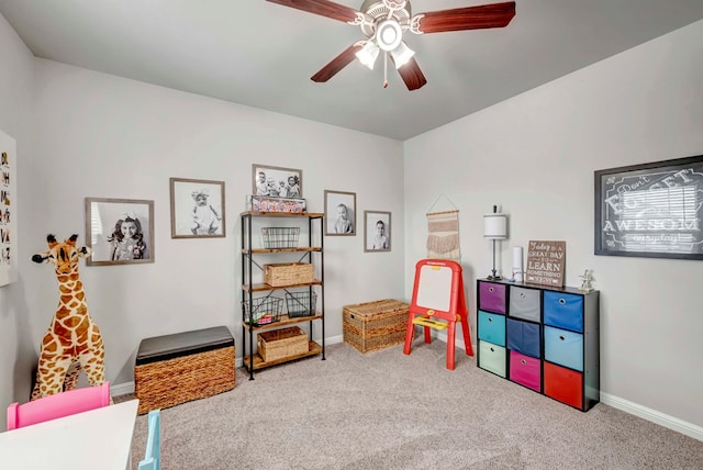 8430 E County Rd 114, Midland, TX 79706 - recreation room with carpet floors, ceiling fan, and baseboards