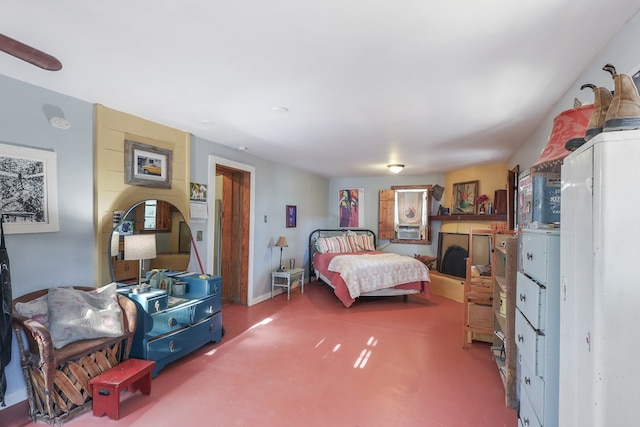 106 SE 4th St, Marathon, TX 79842 - bedroom with cooling unit, baseboards, and concrete flooring