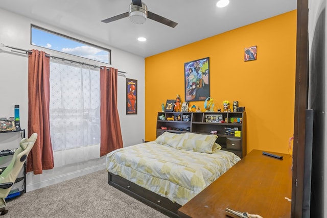 1758 N Fortune 500 Dr, Odessa, TX 79764 - carpeted bedroom featuring a ceiling fan and recessed lighting