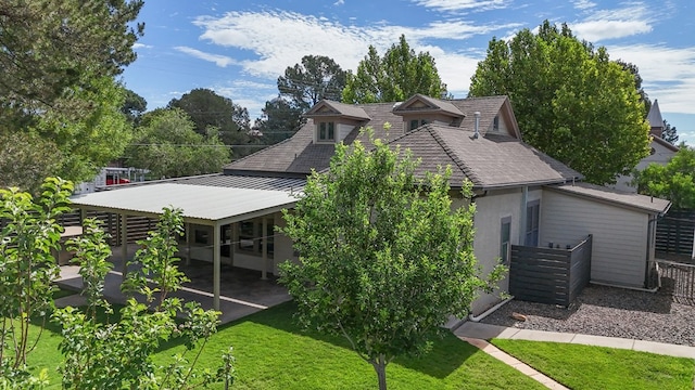 201 S Front St, Fort Davis, TX 79734 - back of house featuring roof with shingles, a patio area, and stucco siding
