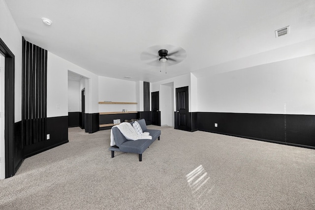 7410 W Pile Ranch Rd, Odessa, TX 79765 - carpeted home theater room featuring ceiling fan