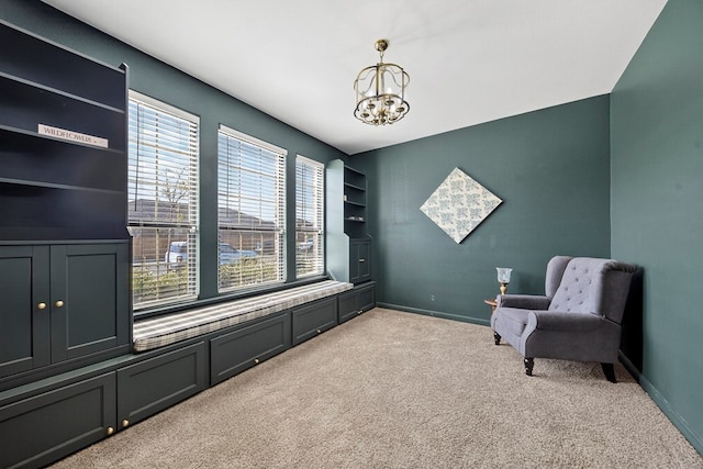 7410 W Pile Ranch Rd, Odessa, TX 79765 - sitting room with carpet flooring and a chandelier