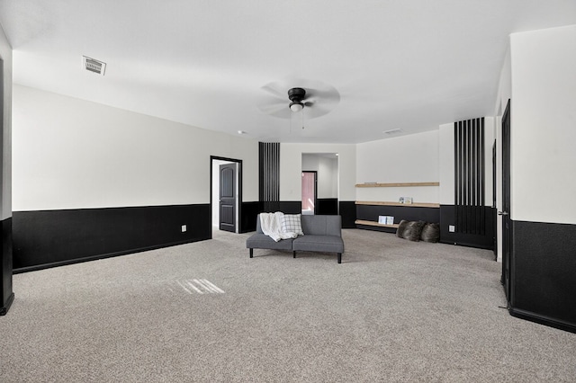 7410 W Pile Ranch Rd, Odessa, TX 79765 - living area with carpet floors and ceiling fan
