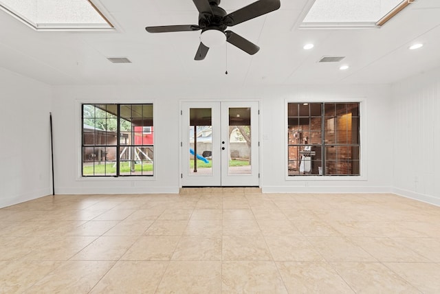 20 Sunnygrove Dr, Odessa, TX 79761 - spare room featuring recessed lighting, french doors, tile patterned floors, and a ceiling fan