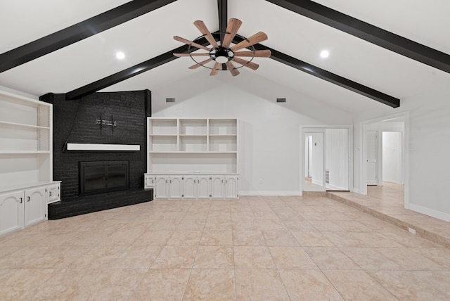 20 Sunnygrove Dr, Odessa, TX 79761 - unfurnished living room featuring a ceiling fan, a fireplace, and recessed lighting
