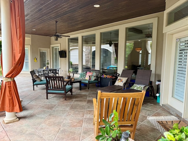 5 Muirfield Dr, Odessa, TX 79762 - view of patio with outdoor lounge area and ceiling fan
