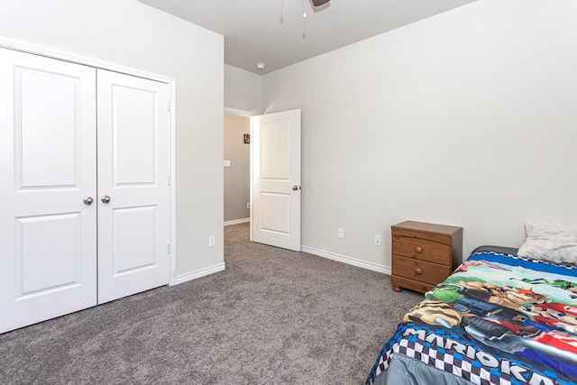 2004 Boise Dr, Odessa, TX 79762 - bedroom featuring carpet, a closet, baseboards, and ceiling fan