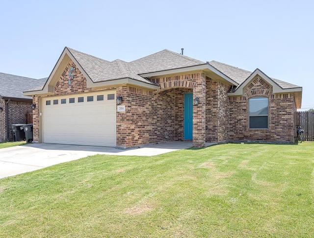 2004 Boise Dr, Odessa, TX 79762 - french country inspired facade with brick siding, roof with shingles, driveway, and a garage
