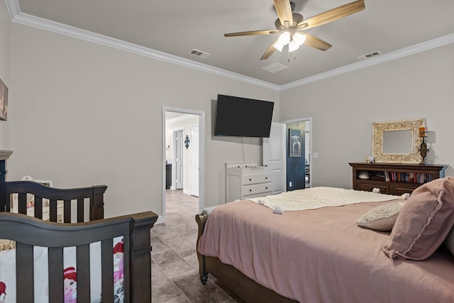 800 94th, Odessa, TX 79765 - bedroom with ornamental molding and ceiling fan
