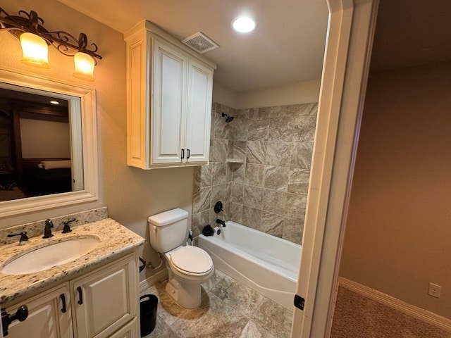 1205 Silverton Dr, Midland, TX 79705 - full bath with vanity, shower / tub combination, and recessed lighting