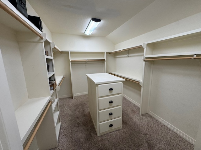 1205 Silverton Dr, Midland, TX 79705 - spacious closet featuring dark colored carpet and vaulted ceiling