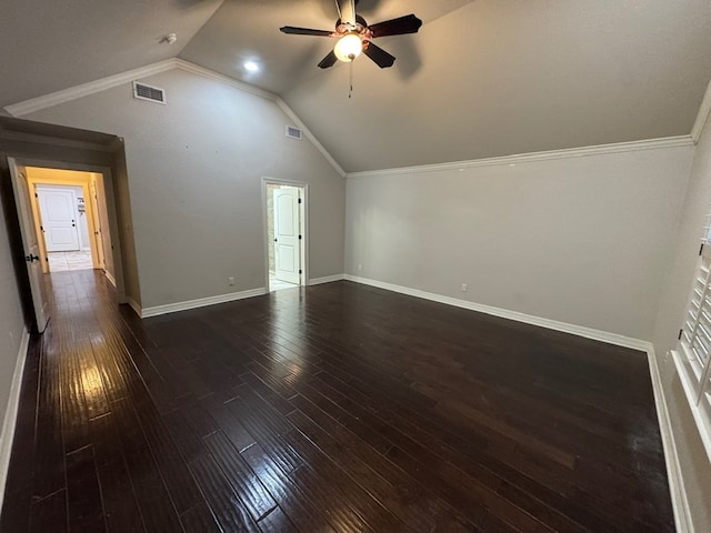 1205 Silverton Dr, Midland, TX 79705 - additional living space featuring a ceiling fan, vaulted ceiling, and dark wood-style floors