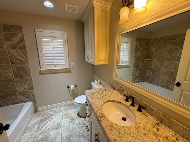 1205 Silverton Dr, Midland, TX 79705 - full bathroom featuring vanity,  shower combination, and recessed lighting