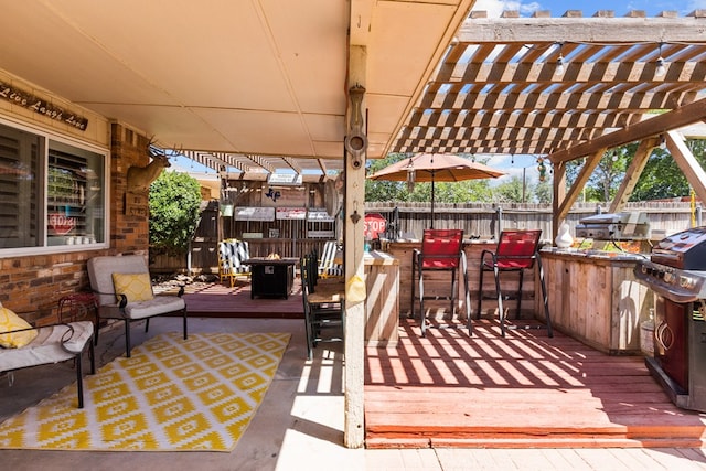1324 Pagewood Ave, Odessa, TX 79761 - view of patio / terrace with a deck, a pergola, and a grill
