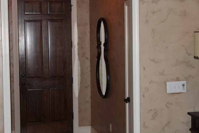 detailed view of wallpapered walls