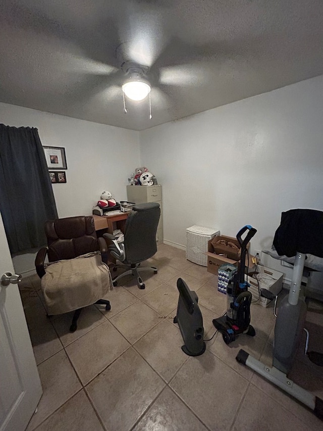 414 E 45th St, Odessa, TX 79762 - office area with ceiling fan, light tile patterned flooring, and a textured ceiling