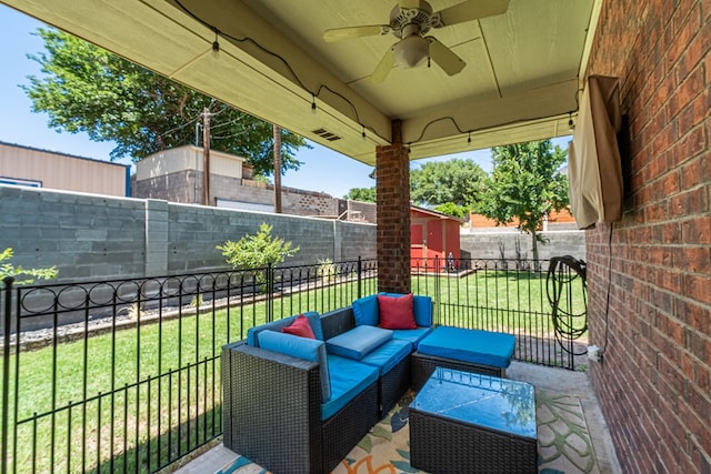 404 SW 21st St, Seminole, TX 79360 - view of patio with a ceiling fan and outdoor lounge area