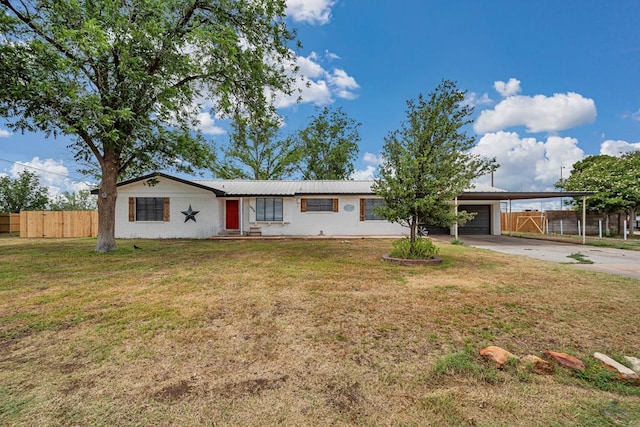 14038 W County Rd 123, Odessa, TX 79765 - single story home featuring concrete driveway, a carport, a garage, and a metal roof