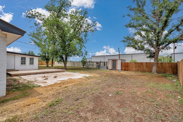 14038 W County Rd 123, Odessa, TX 79765 - fenced backyard featuring a storage unit and a patio area