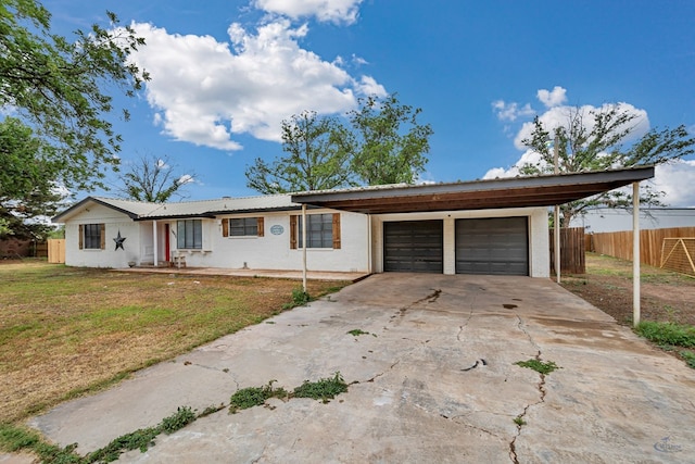 14038 W County Rd 123, Odessa, TX 79765 - single story home with an attached garage, concrete driveway, a metal roof, and a carport