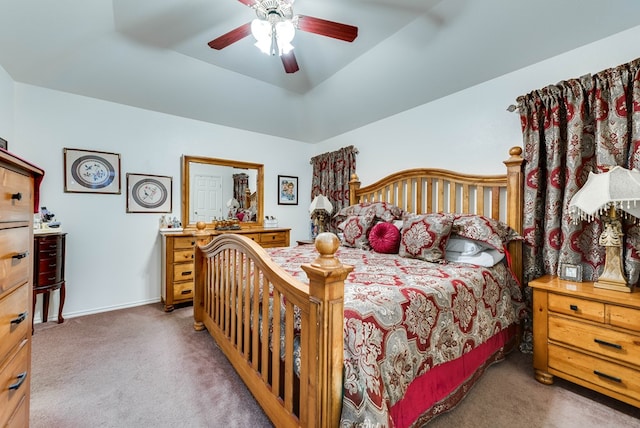 401 Brookover Cir, Odessa, TX 79763 - carpeted bedroom featuring a raised ceiling and ceiling fan
