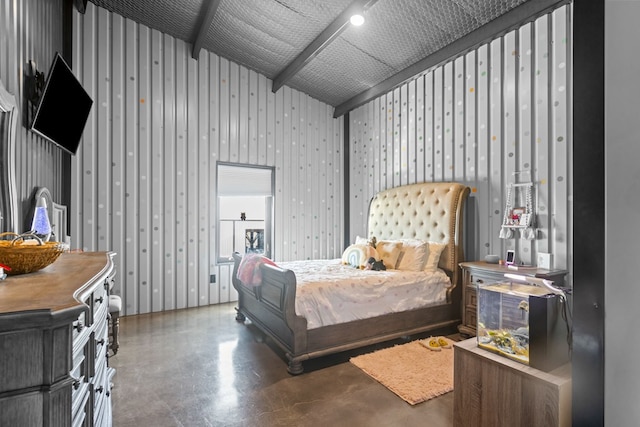 3398 SE 3000, Andrews, TX 79714 - bedroom with finished concrete flooring and high vaulted ceiling
