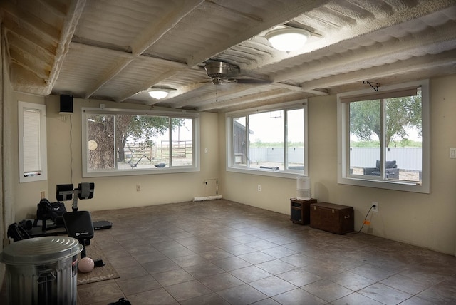 302 County Rd 409, Seminole, TX 79714 - unfurnished sunroom with beam ceiling
