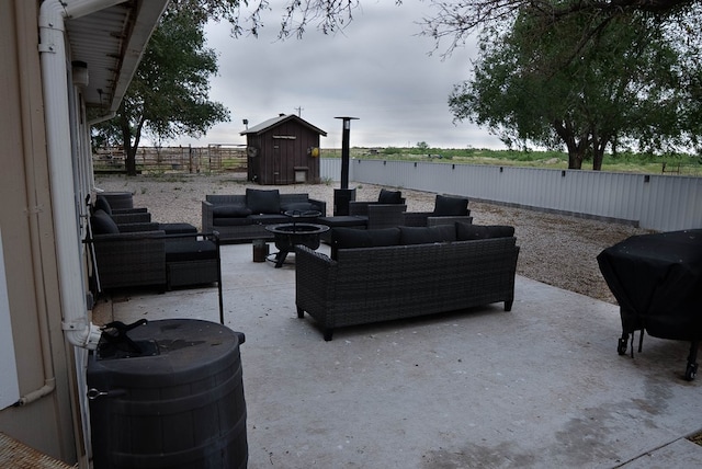 302 County Rd 409, Seminole, TX 79714 - fenced backyard with an outdoor hangout area, a patio area, and a grill