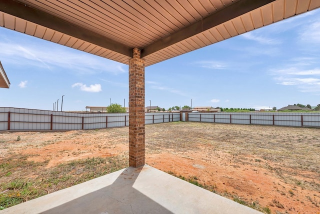 view of yard featuring a fenced backyard and a patio area