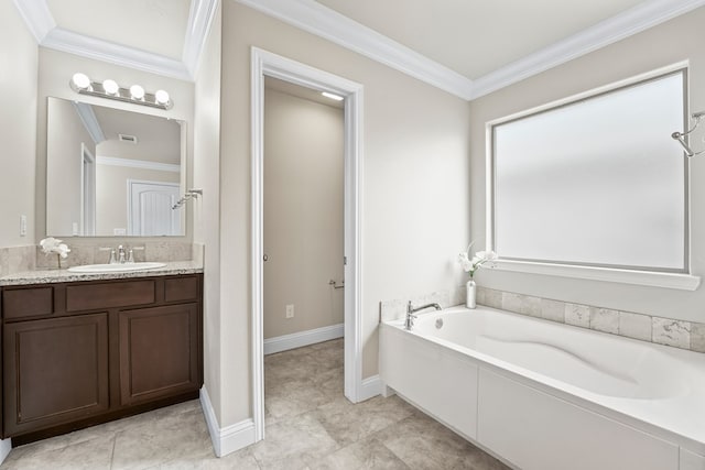 8919 Red Cliff Ave, Odessa, TX 79765 - full bath featuring vanity, ornamental molding, and a bath