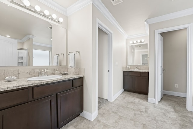 8919 Red Cliff Ave, Odessa, TX 79765 - full bath featuring vanity and ornamental molding
