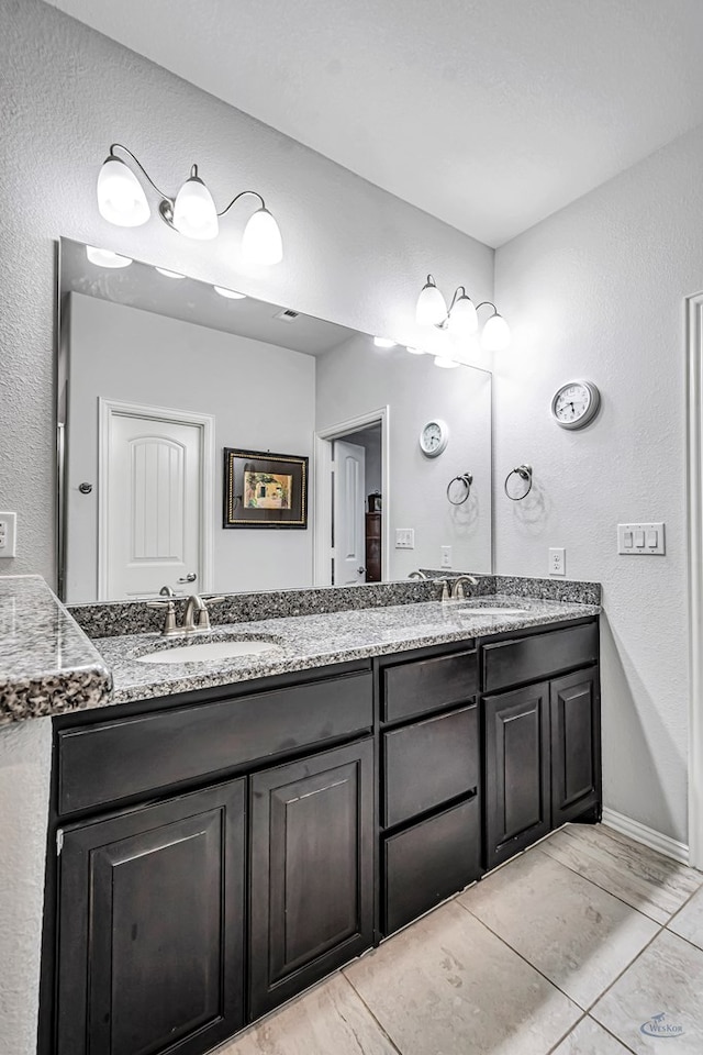 7016 Spur Ranch Rd, Odessa, TX 79765 - full bathroom featuring double vanity and a textured wall