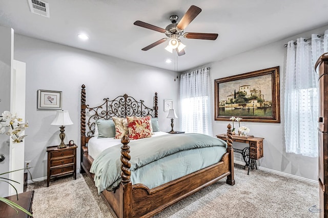 7016 Spur Ranch Rd, Odessa, TX 79765 - carpeted bedroom featuring ceiling fan and recessed lighting