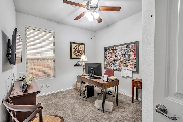 7016 Spur Ranch Rd, Odessa, TX 79765 - home office with ceiling fan and carpet