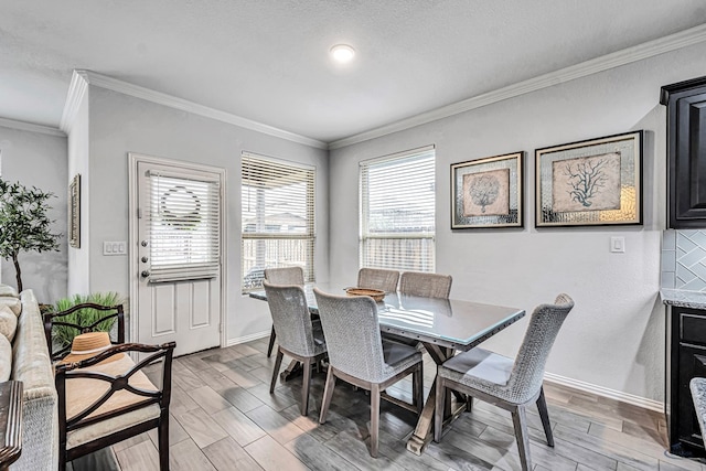 7016 Spur Ranch Rd, Odessa, TX 79765 - dining space with light wood-type flooring and crown molding