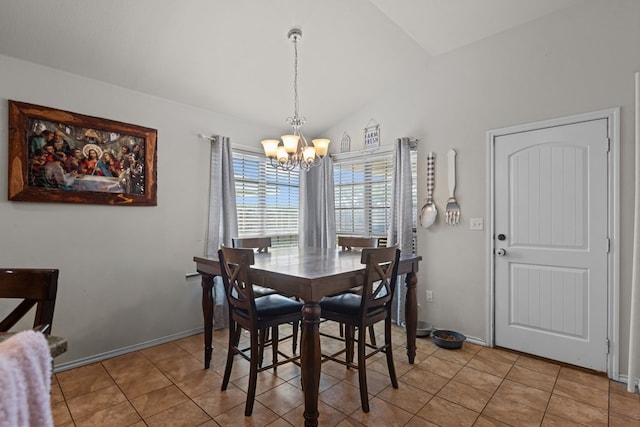 1012 Duke Ave, Odessa, TX 79765 - tiled dining room featuring a chandelier and vaulted ceiling
