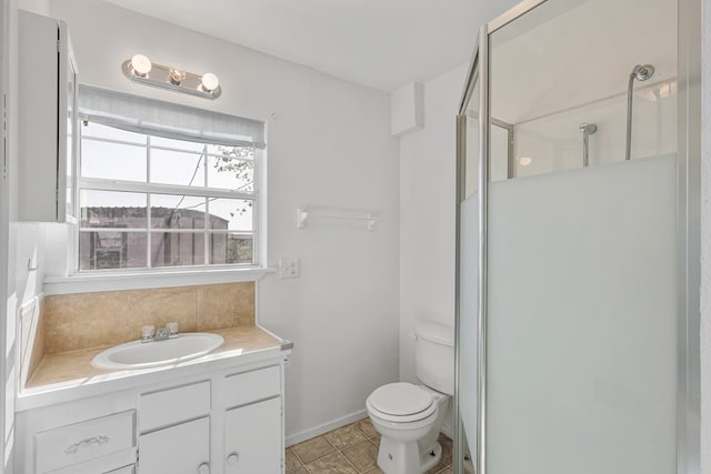 504 San Juan Dr, Fort Davis, TX 79734 - full bath with a stall shower, vanity, backsplash, and tile patterned floors