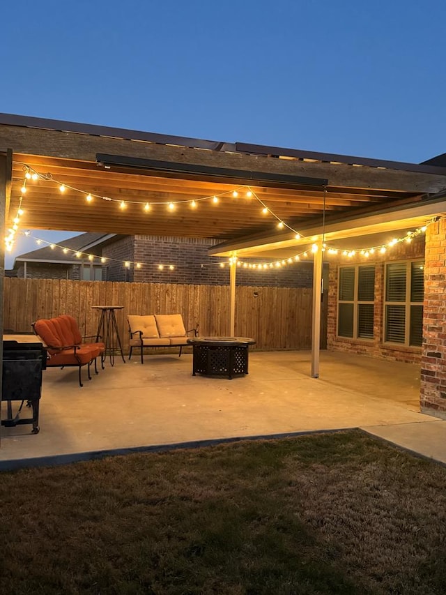 view of patio featuring an outdoor hangout area