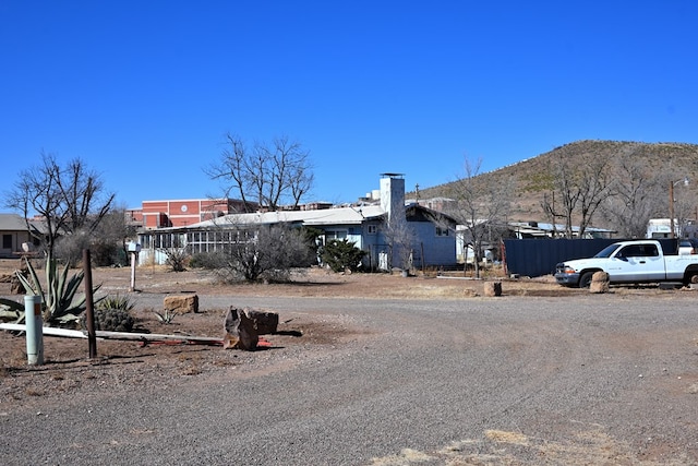 view of front facade with a mountain view