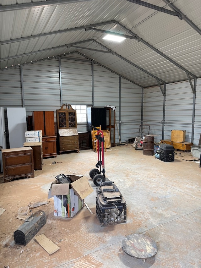 garage featuring metal wall