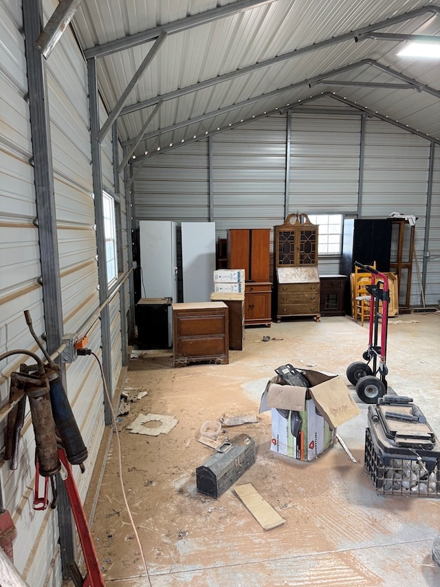garage featuring metal wall