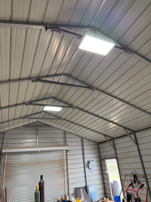 garage featuring metal wall