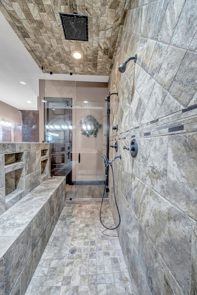 bathroom featuring walk in shower