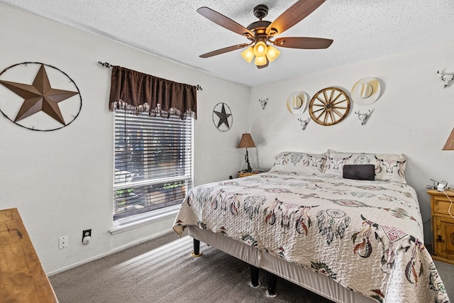 1703 Hemphill Ave, Odessa, TX 79763 - carpeted bedroom featuring a textured ceiling and ceiling fan
