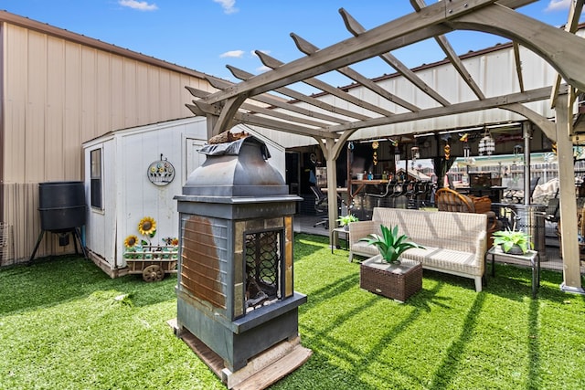 1703 Hemphill Ave, Odessa, TX 79763 - view of grassy yard featuring a pergola and outdoor lounge area