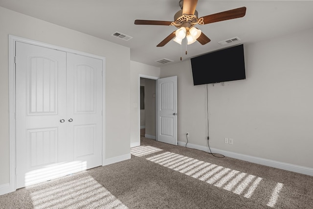 8901 Ratliff Ridge Ave, Odessa, TX 79765 - unfurnished bedroom featuring carpet flooring, a closet, and a ceiling fan